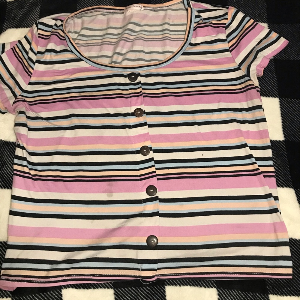 Multi color stripped crop top